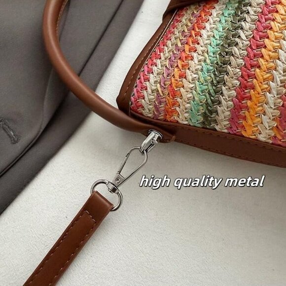 Fashion-Forward Green Contrast Color Mini Bucket Bag - Women's Straw Crossbody - Picture 2 of 9